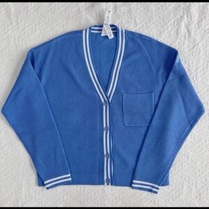alo tennis club sweater knit cardigan Crystal Clear Blue size XS